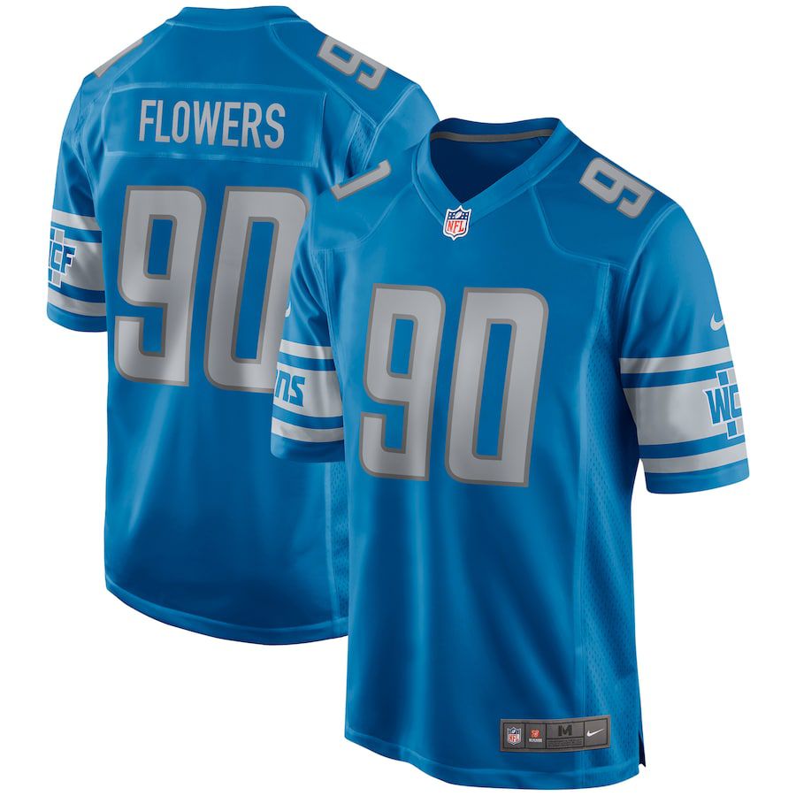 Men Detroit Lions #90 Trey Flowers Nike Blue Game Player NFL Jersey